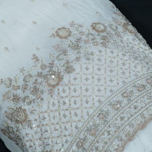 Dyeable Upada Beads Embroidered Fabric