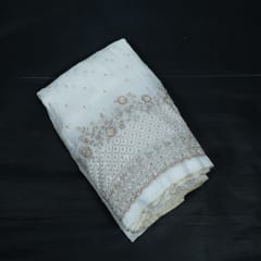 Dyeable Upada Beads Embroidered Fabric