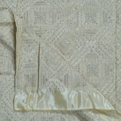 Dyeable Zari Upada Tissue Embroidered Fabric