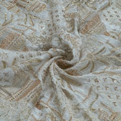 Dyeable Organza Embroidered Fabric