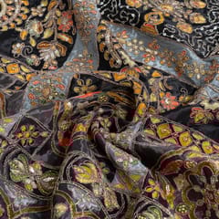 Black Color Crepe Print with Embroidered Fabric