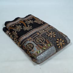 Black Color Crepe Print with Embroidered Fabric