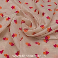 Beige Chanderi  Embroidered Fabric