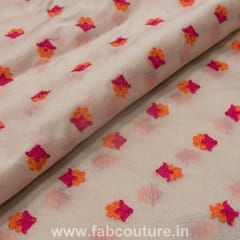 Beige Chanderi  Embroidered Fabric