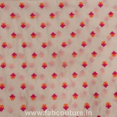 Beige Chanderi  Embroidered Fabric