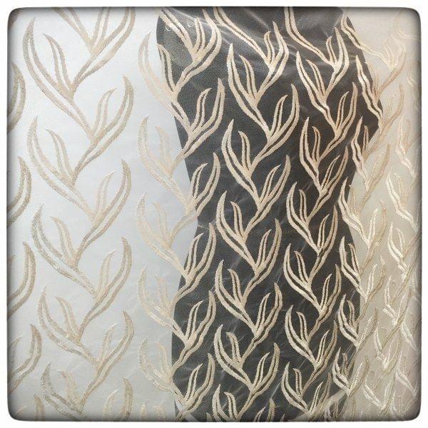 White dyeable Net Embroidered Fabric