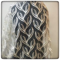 White dyeable Net Embroidered Fabric