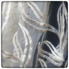 White dyeable Net Embroidered Fabric