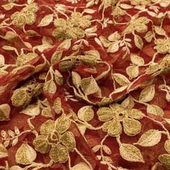 Net Zari Embroidered Fabric