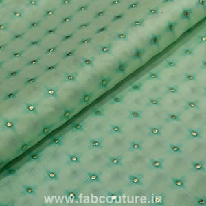Sea Green Colour Uppada Heat Set fabric