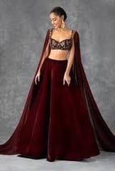 Maroon Micro Velvet fabric