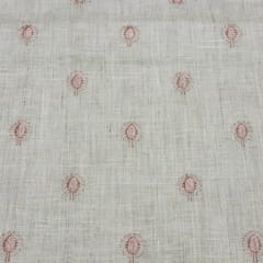 White Linen Embroidered Fabric