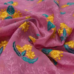 Chanderi Embroidered Fabric
