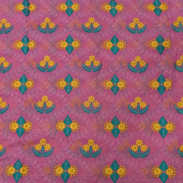Chanderi Embroidered Fabric