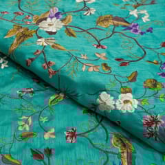 Poly Dupion Embroidered Fabric