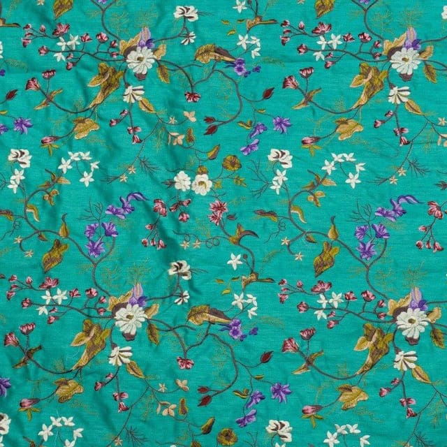 Poly Dupion Embroidered Fabric