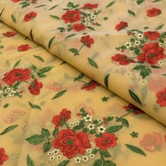 Beige Organza Embroidered Fabric