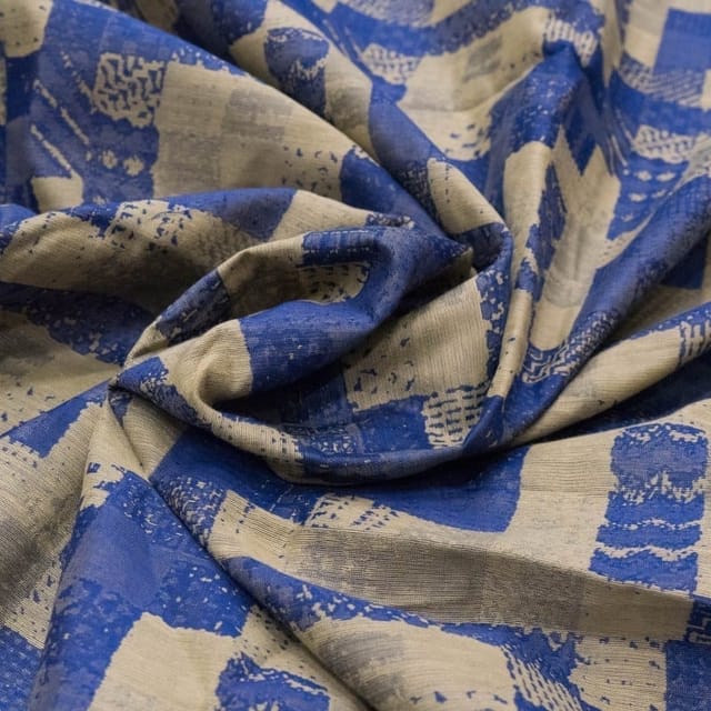 Royal Blue Chanderi Jacquard fabric
