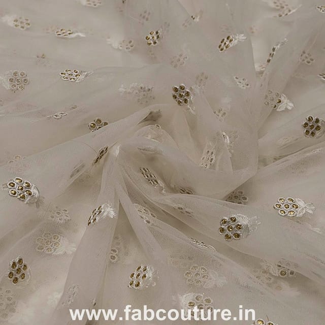 Net Embroidered Fabric Booti