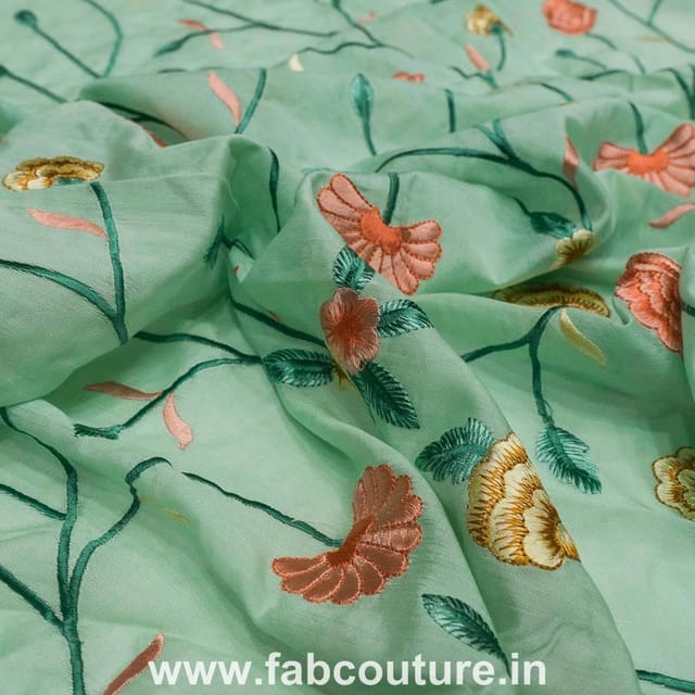 Chanderi Embroidered Fabric