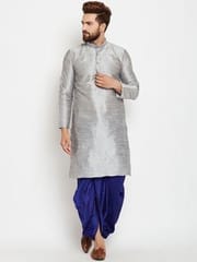 Grey Colour Raw Silk fabric