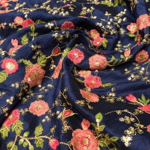 Poly Dupion Embroidered Fabric