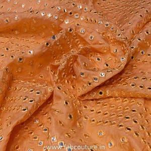 Uppada Silk Mirror Embroidered Fabric
