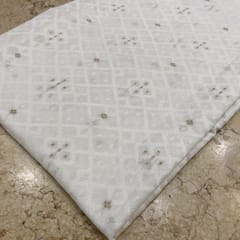 White Coloured Chanderi Jacquard fabric