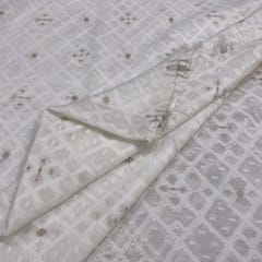 White Coloured Chanderi Jacquard fabric