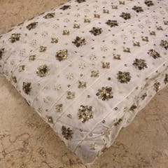 White Uppada Embroidered Fabric