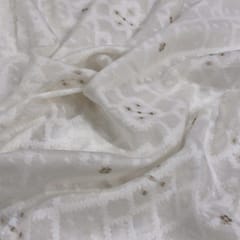 White Coloured Chanderi Jacquard fabric