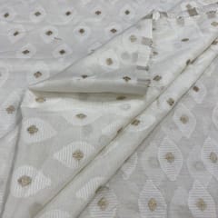 White Coloured Chanderi Jacquard fabric
