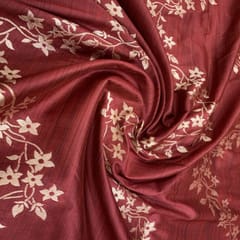 Mehroon Coloured Zig Zag Jacquard Silk fabric