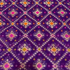 Purple Georgette Jacquard Jaal fabric