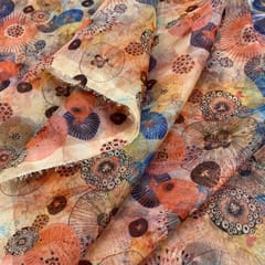 Multi Colour Organza Digital Printed Fabric