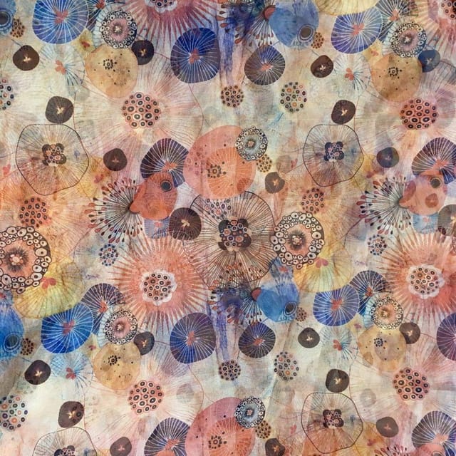 Multi Colour Organza Digital Printed Fabric