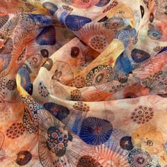 Multi Colour Organza Digital Printed Fabric