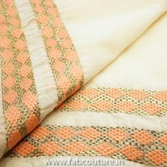 Cream Cotton Embroidered Fabric