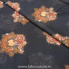 Black Heavy Satin Digital Printed Fabric