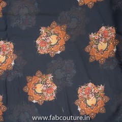 Black Heavy Satin Digital Printed Fabric