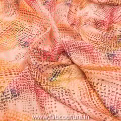 Peach Heavy Satin Digital Printed Fabric