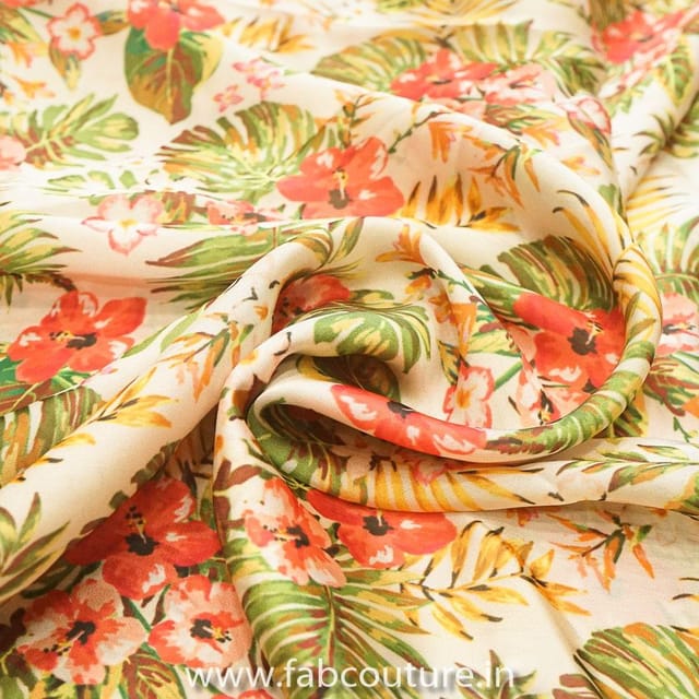 Tropical Georgette Satin Printed Fabric