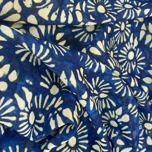 Blue Georgette Digital Printed Fabric