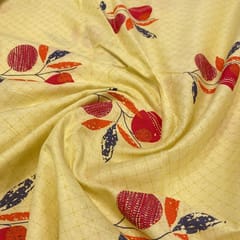 Yellow Cotton Cambric Printed Fabric