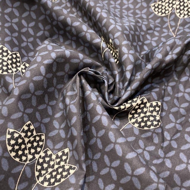 Black Cotton Cambric Printed Fabric