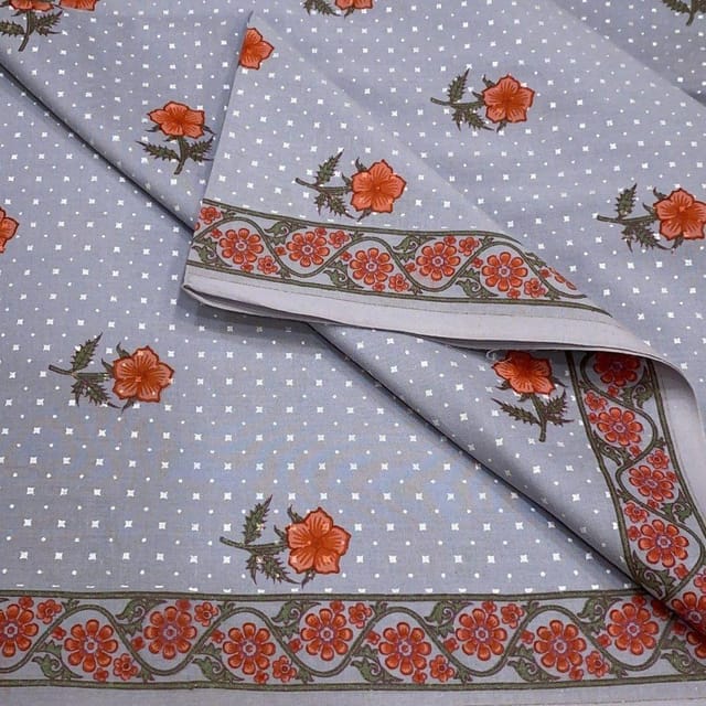 Grey Color Cambric Printed Fabric