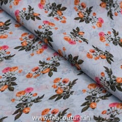 Sky Blue Chinon Chiffon Printed Fabric