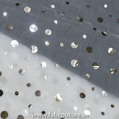 White Chinon Chiffon Mirror Embroidered Fabric