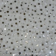 White Chinon Chiffon Mirror Embroidered Fabric