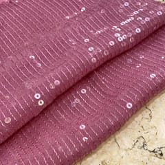 Pink Georgette Sequins Embroidery Fabric